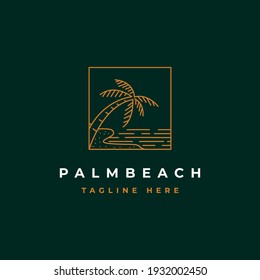 Palm beach logo design illustration vector template