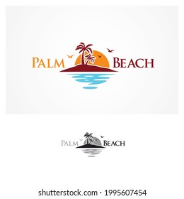 Palm Beach logo design vector template for your beautiful place and your travel or tourism business. 