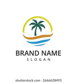 Diseño De Logo Palm Beach Logo De Vector, Viajes Y Festiva