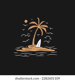 palm and beach logo icon and vector