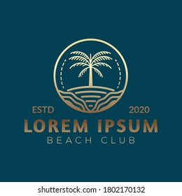 palm and beach logo. luxury elegant palm tree symbol
