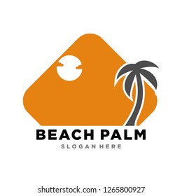 Palm Beach Logo. Summer holidays design elements. Retro and vintage templates. Labels, Badges,emblem,vector illustration