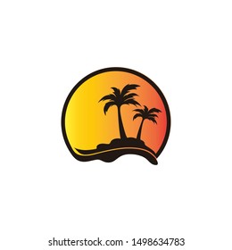 The palm and beach on the sunset moment