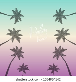 Palm beach. Palms background. Palm trees with text Palm Beach on colorful background. Eps10
