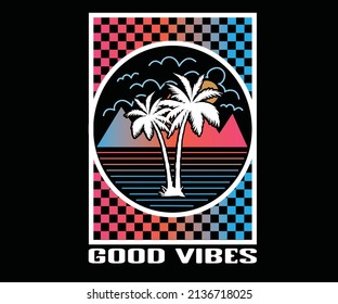 Palm beach retro graphic print design for t shirt, poster, apparel, fashion, sweatshirt and others.