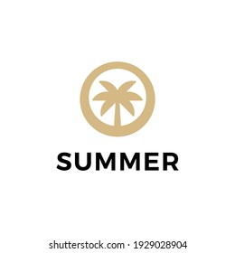 Palm Beach Summer Symbol. Web Icon Logo Template Design Element.