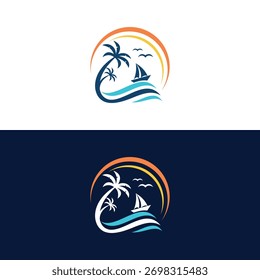 Diseño de logotipo de puesta de sol de Palm Beach
