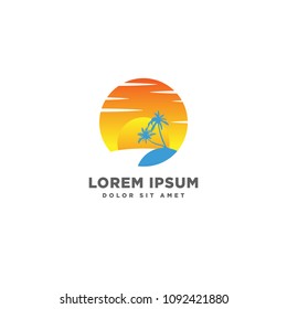palm beach sunset logo template vector download