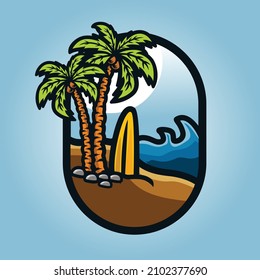 palm beach surfboard vector design