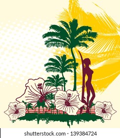 palm beach surfer vector art