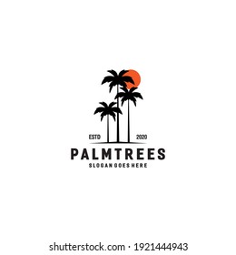 Palm beach travel and hotel symbol logo design template