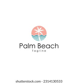 Palm beach Tree Logo Icon Design Illustration