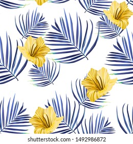 Palm beach. Tropic summer jungle leaf. Floral background