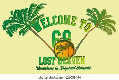 palm and beach vector art