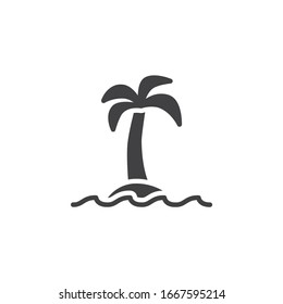 Palm beach vector icon. filled flat sign for mobile concept and web design. Palm tree and sea glyph icon. Symbol, logo illustration. Vector graphics