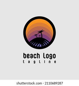 palm beach Vector Logo Design Template