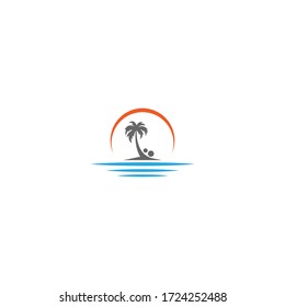 Playa de palmas, ilustración del concepto de logotipo vitamínico