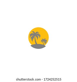 Playa de palmas, ilustración del concepto de logotipo vitamínico