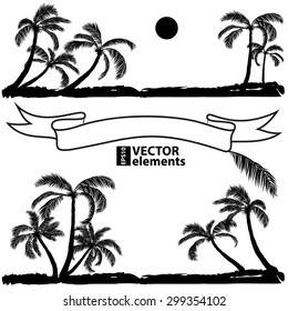 palm black silhouette. Vector illustration