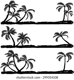 palm black silhouette. Vector illustration