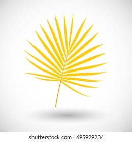 Palm branch vector flat icon, Flat design of beach, luxury resort and nature object with round shadow isolated on the white background, cute vector illustration 