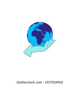 The palm brings the earth to an icon, a symbol of save the world. Earth Day Logo Template