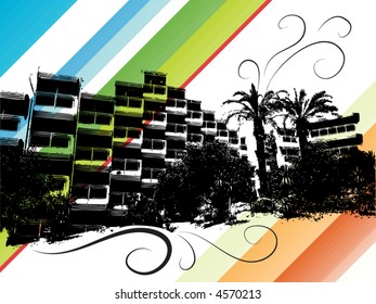 palm and building abstract background