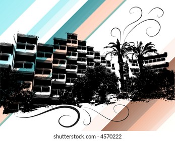 palm and building abstract background