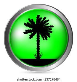 Palm button on white background. Vector illustration.