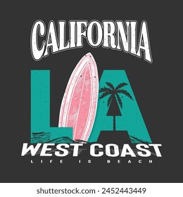 palm california design vector. california beach summer graphic typography for print , vector illustration. theme of surfing and surf in California. T-shirt Graphics Design, typography