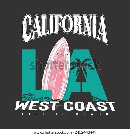 palm california design vector. california beach summer graphic typography for print , vector illustration. theme of surfing and surf in California. T-shirt Graphics Design, typography