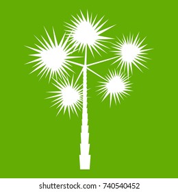 Palm chamaerops icon white isolated on green background. Vector illustration