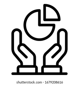 Palmdiagramm Symbol. Rahmenpalmendiagramm-Vektorillustration-Symbol für Webdesign einzeln auf weißem Hintergrund