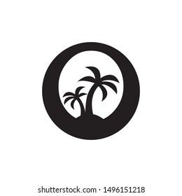 palm circle icon flat vector