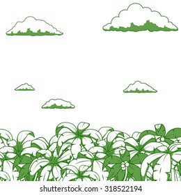 Palm and clouds background vector illustration