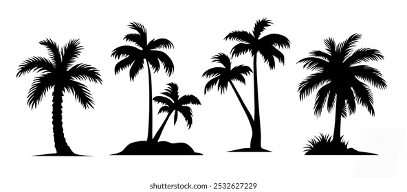 Vector de palmeras, cocos o árboles de dátiles en forma de EPS. se puede utilizar para maquetas, vacaciones, publicidad, promoción, Web, App, UI, etc. Elemento de diseño de Vector	