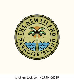 Palm or Coconut Logo Vector Illustration Design. Palm or Coconut Logo Template Design. Sunset In The Island Logo Concept.