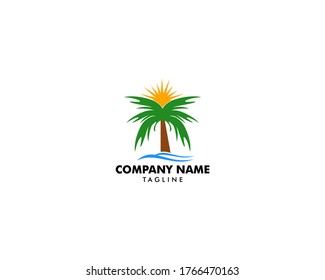 Palm Coconut Tree Icon Logo Template Design