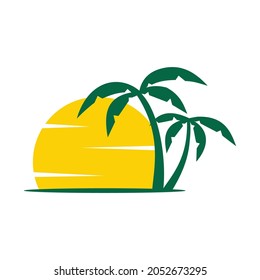 Palm Coconut Tree Icon Logo Template Design