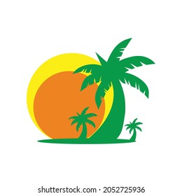 Palm Coconut Tree Icon Logo Template Design