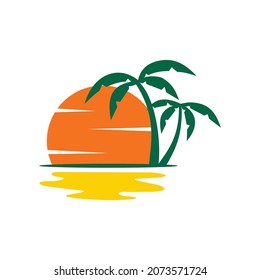 Palm Coconut Tree Icon Logo Template Design