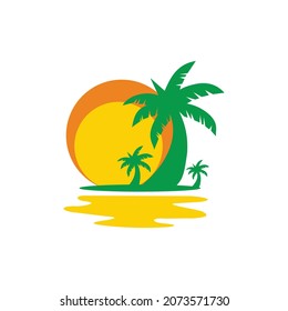 Palm Coconut Tree Icon Logo Template Design