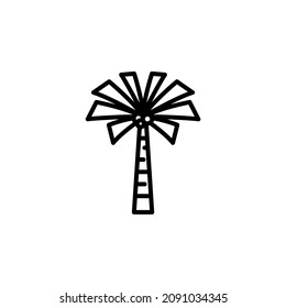 Palm, Coconut, Tree, Island, Beach Line Icon, Vector, Illustration, Logo Template. Suitable For Many Purposes.