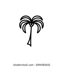 Palm, Coconut, Tree, Island, Beach Line Icon, Vector, Illustration, Logo Template. Suitable For Many Purposes.