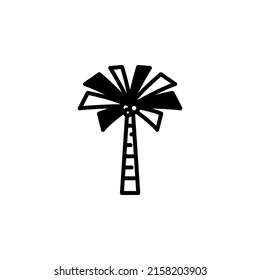 Plantilla de logotipo de Ilustración de Icono de Línea Sólida de Playa, Palm, Coco, Árbol, Isla, Icono de Línea Sólida de Playa. Idóneo Para Muchos Fines.