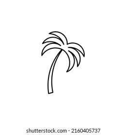 Plantilla de logotipo de Ilustración de vectores de línea delgada Palm, Coconut, Tree, Island, Beach. Idóneo Para Muchos Fines.