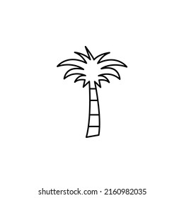 Palm, Coconut, Tree, Island, Beach Thin Line Icon Vector Illustration Logo Template. Suitable For Many Purposes.