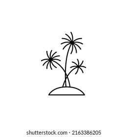 Palm, Coconut, Tree, Island, Beach Thin Line Icon Vector Illustration Logo Template. Suitable For Many Purposes.