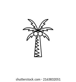 Plantilla de logotipo de Ilustración de vectores de línea delgada Palm, Coconut, Tree, Island, Beach. Idóneo Para Muchos Fines.
