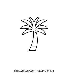 Palm, Coconut, Tree, Island, Beach Thin Line Icon Vector Illustration Logo Template. Suitable For Many Purposes.